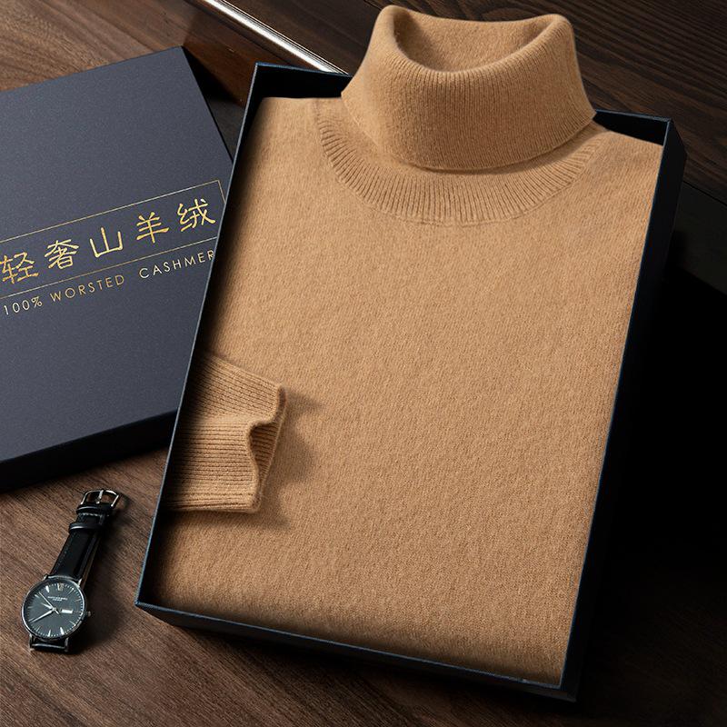 Men's Business Casual High Turtleneck Pure Cashmere Sweater