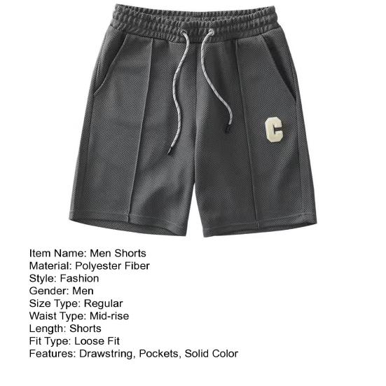 Men Shorts with Waist Drawstring Design Solid Color Loose Fit Quick-Drying Sport Shorts Knee-Length Straight Pants