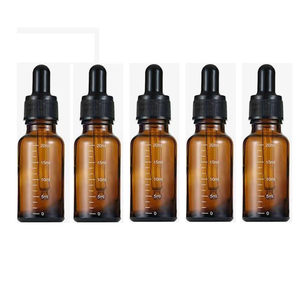 5pcs 5-100ml Graduated Dropper Bottle With Silicone Head Essential Oil Empty Dispenser High-Grade Light-Proof Glass Medicine Bottle