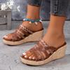 Roman Shoes Versatile Thick Soled Wedge Heel Cross Strap Height Increasing Casual Shoes Thick Soled Slippers