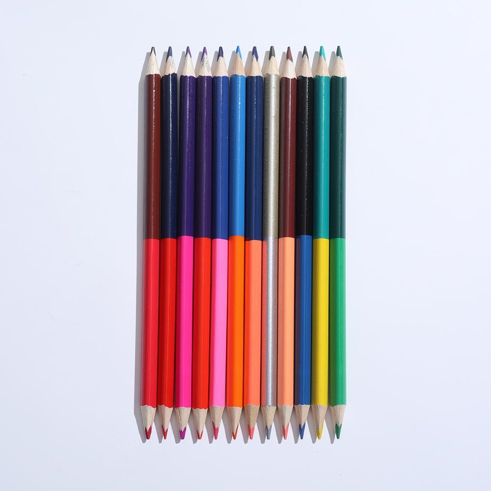 24 Colors Double Headed Pencils for Children Professional Drawing Sketching and Pastel Art Premium Student School Art Supplies