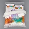Skyline Duvet Cover Set for Adults Queen King Lightweight Quilt Cover with 2 Pillowcases City Buildings Bedding Set No Comforter