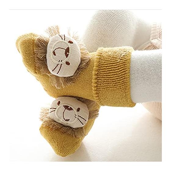 [HAYAHARU] Baby room socks with anti-slip pads, cute animal pattern, newborn, warm, cold protection, baby gift, fall, winter, soft, cotton, 0-3 years