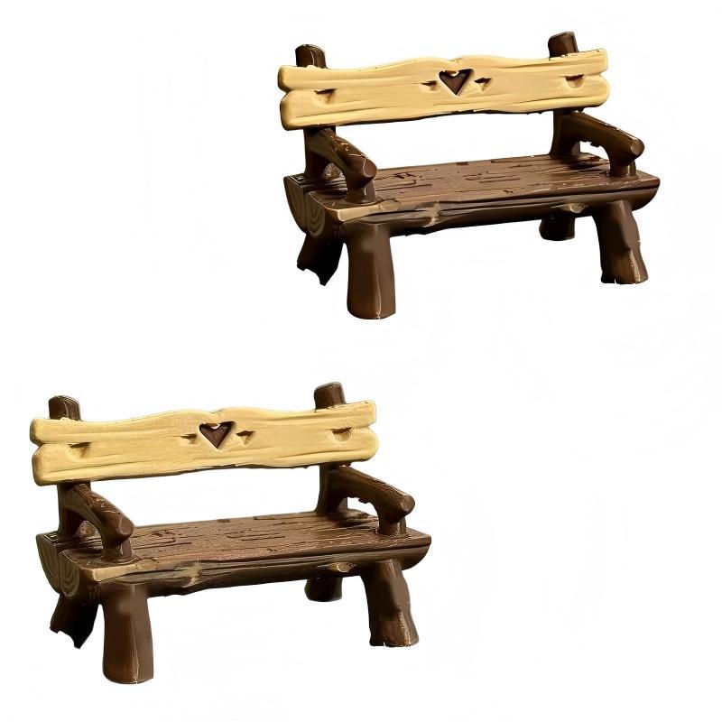 

2Pcs 1/12 Miniature Bench Dollhouse Furniture Mini Park Chair Fairy Garden Ornament Micro Landscape Decor Diy Craft Accessories 2Pcs