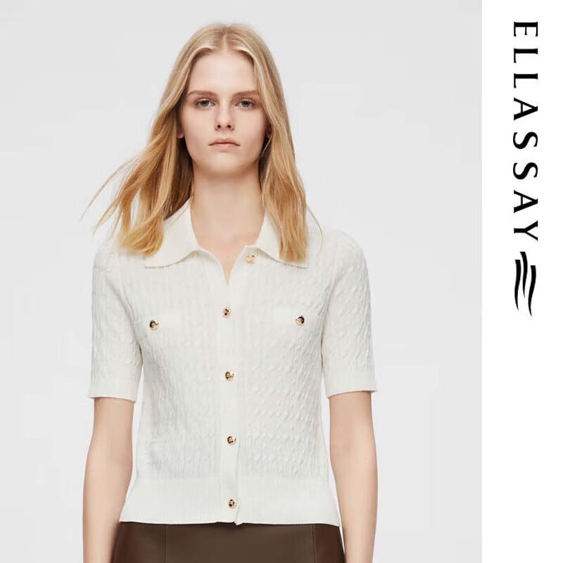 ELLASSAY Women's French Style Short Sleeve Modal Knit Polo Shirt