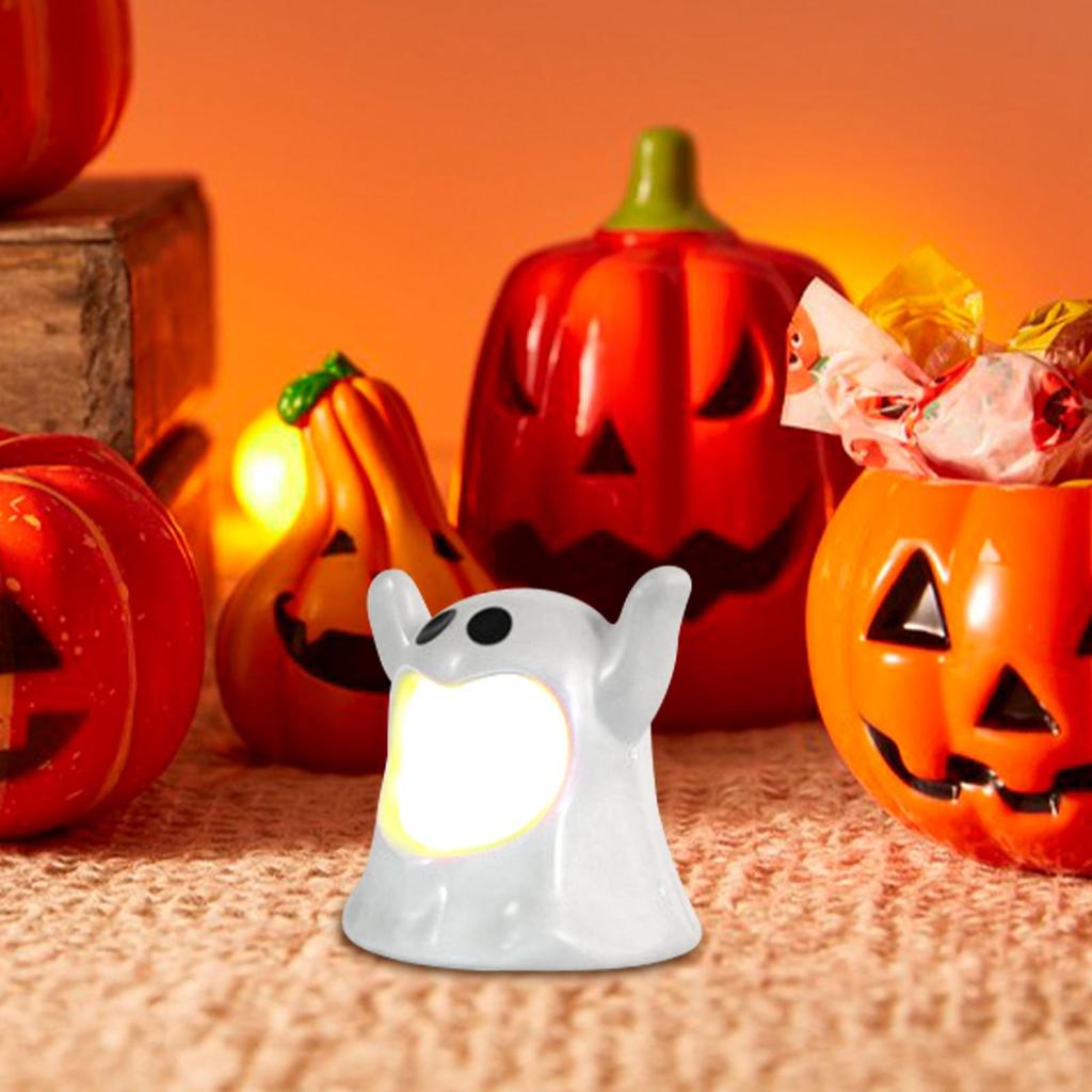 Halloween Decorative Cute Ghost Lamp for Kids Halloween Decorative Figurine Prop with LED Flameless Candles Ghostly