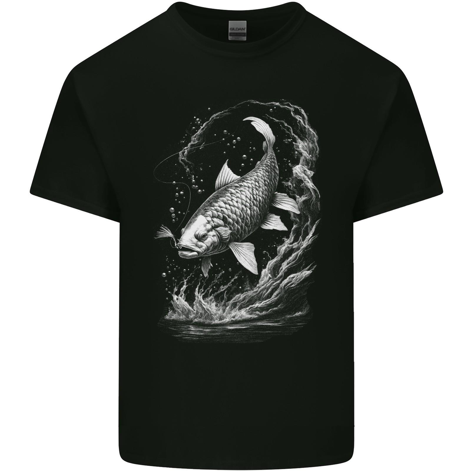 Carp Fish on a Line Fishing Fisherman Mens Light Cotton T-Shirt 2XL