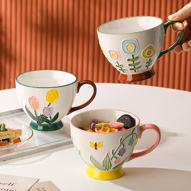 Ceramic High Value Cup Home Large Capacity Coffee Cup Mug Water Cup Oatmeal Breakfast Cup Milk Cup