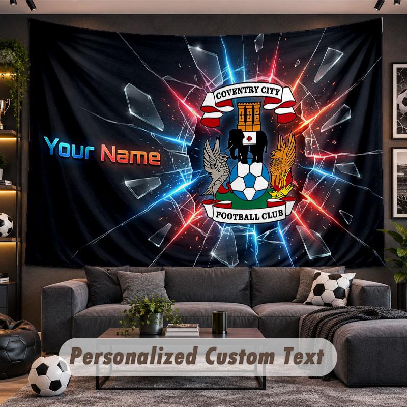 Wall Hanging Tapestry Custom NameCoventry City Pattern Personalized Printed Fabric Wall Decor