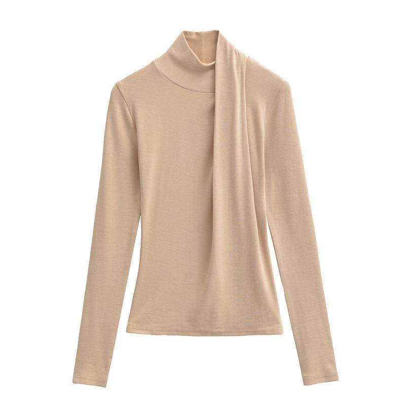 Women's Korean-Style Cashmere-Feel Slimming Long-Sleeve T-Shirt for Autumn/Winter.