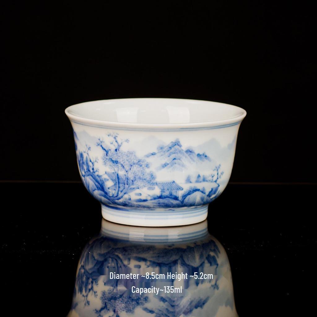 Hand-painted Blue and White Jingdezhen Ceramic Tea Cup - Landscape Design