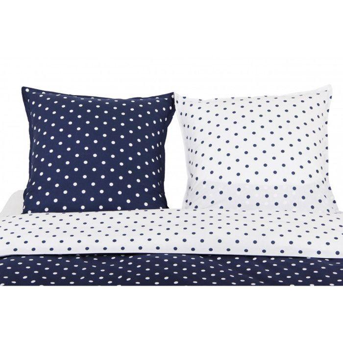 Parure de couette Pois Bleu - 100% Coton / 57 Fils/cm² - Parure de couette 240 x 220 cm + 2 Taies d'oreiller 63 x 63 cm
