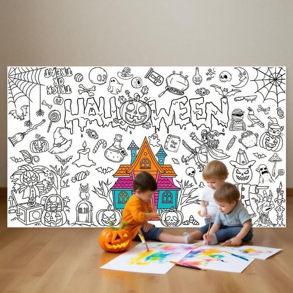 Kreslený Halloweenský Graffiti Ubrus Kreativní Velké Omalovánky Strašidelný Dům