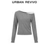 UR 2026 Spring Women's Color Block One-Shoulder Knit Top