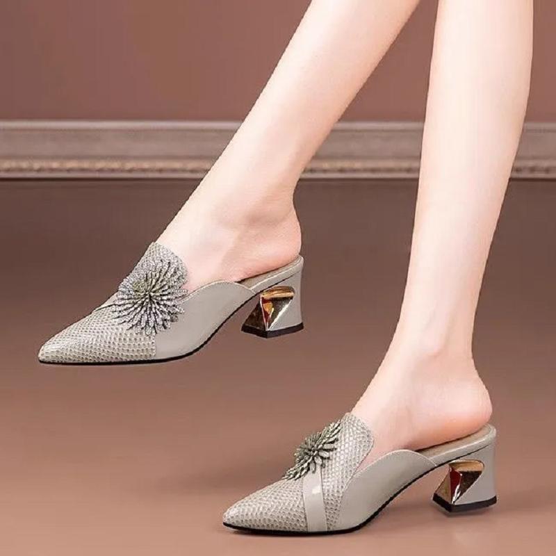 Women Fashion Black Pointed Toe High Quality Slip On High Heel Shoes Lady Elegant Summer Daily Party Heel Shoes Ab565