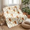 Vibrant Highland Cow with Butterflies and Flowers Theme blanket Lightweight Warm Flannel Blanket Decorative Throw Blanket for Home Decoration