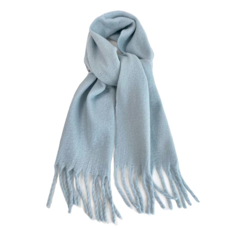 Crain blue scarf women's winter versatile thickened solid color shawl mohair premium warm scarf