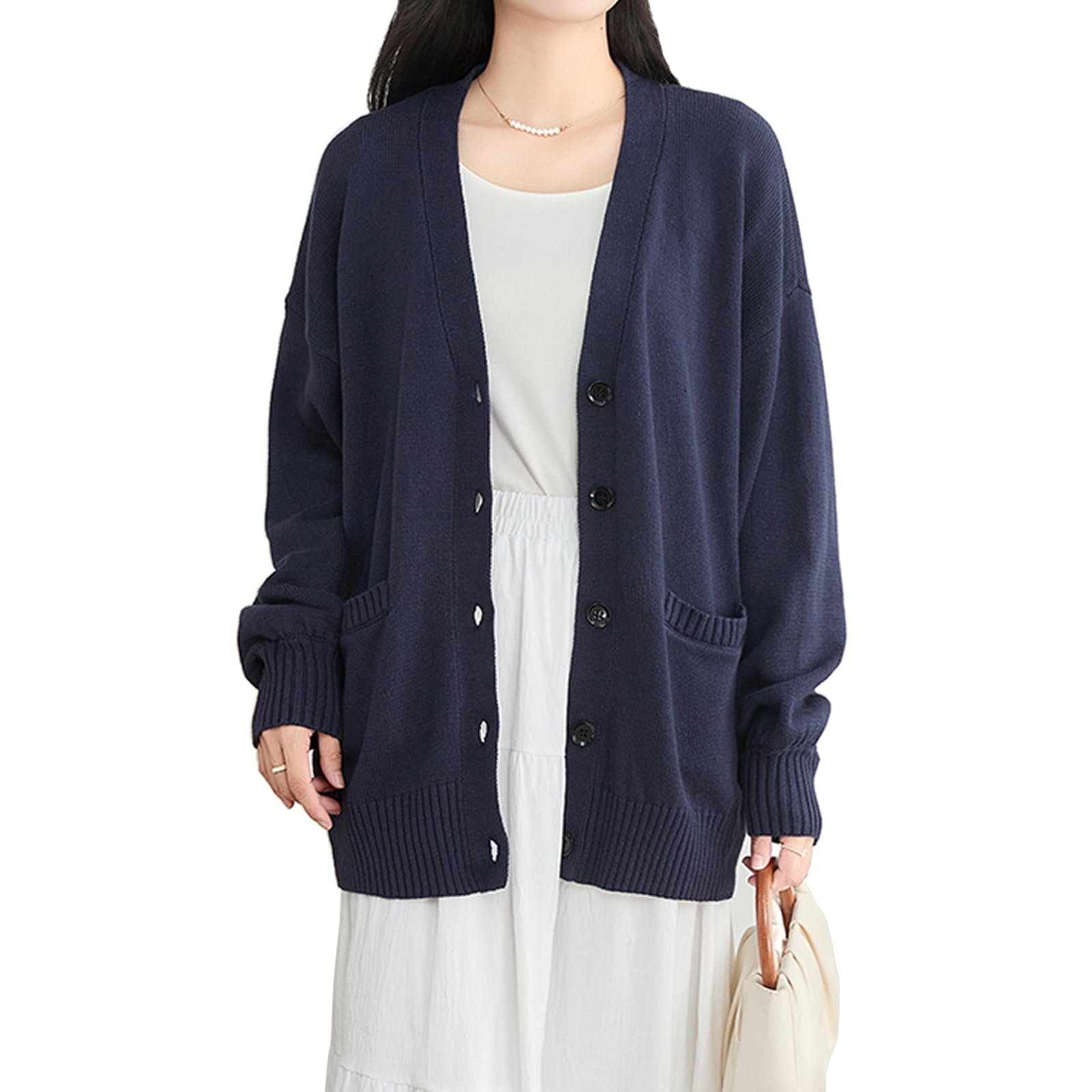 

Джинхуэйюэ Вязаный кардиган Свободный Свободный Для холодной погоды Идеально подходит для повседневной носки Женский свитер, Посадка, V-образный вырез, Посадка, Толстый, Защита, Студенты,