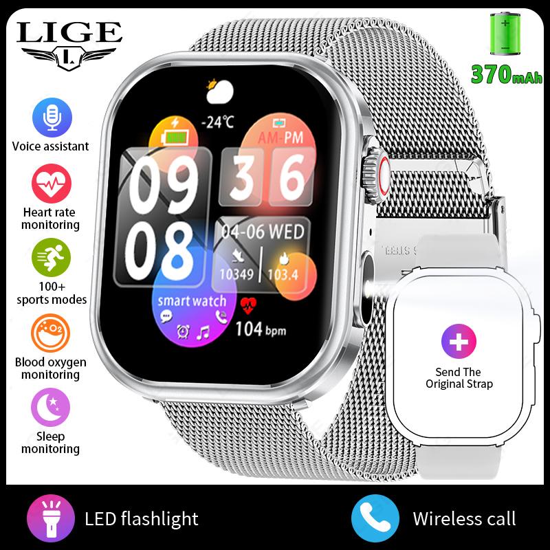 

LIGE Новые умные часы 2,01-дюймовый Bluetooth-звонок Водонепроницаемые мужские умные часы для занятий спортом на открытом воздухе meah belt серебряный