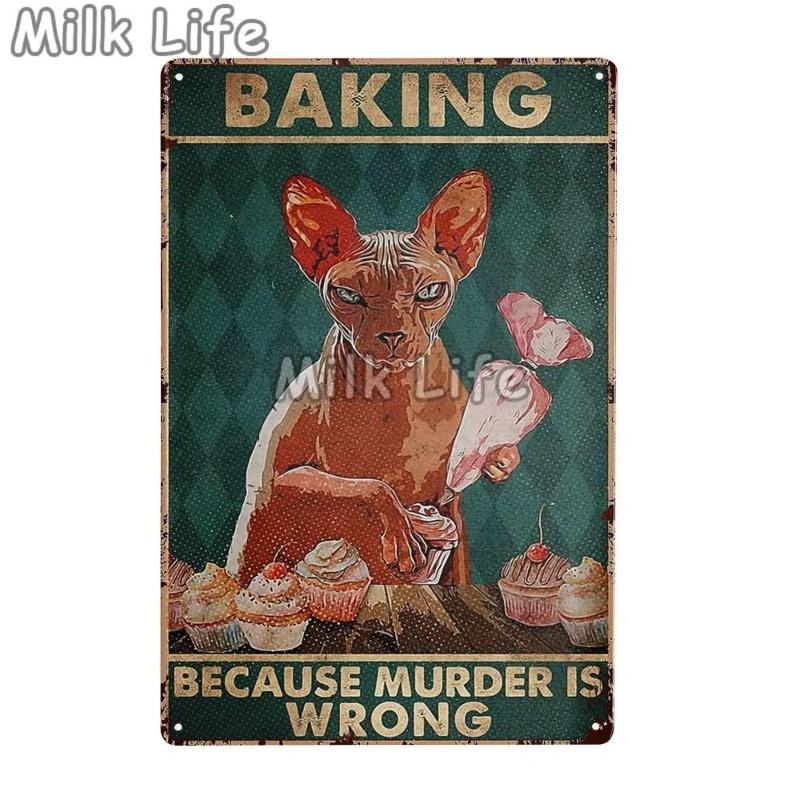 Ретро Металлическая Вывеска с Кошкой, Алюминиевая Винтажная Табличка 20x30см