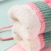 Baby Winter Gloves Cute Cartoon Thick Plush Knitted Mittens Outdoor Cold-proof Kids Boys Girls Full Finger Gloves With Ropes