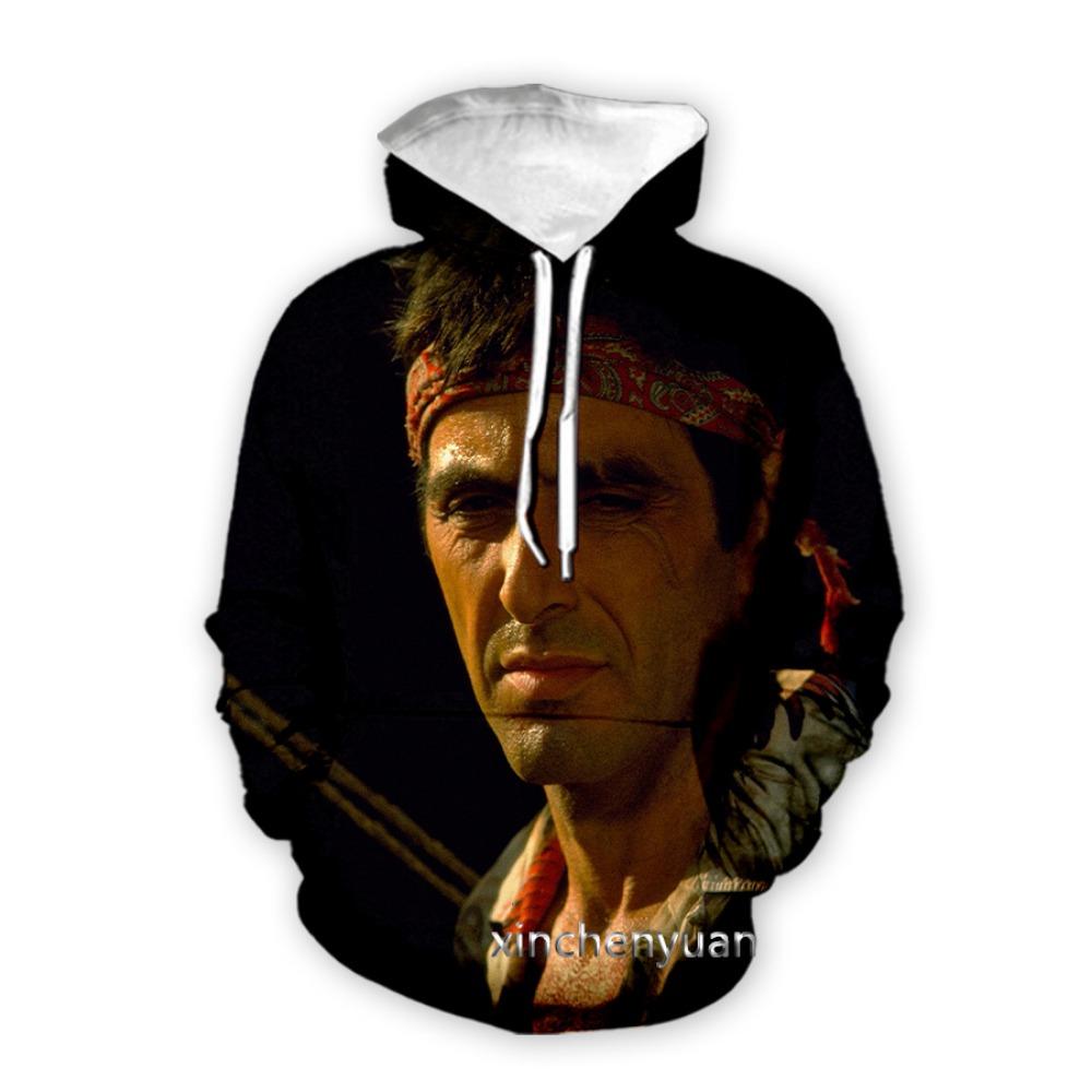 Cross Border Popular Scarface 3D Printed Long Sleeved Sweatshirt for European and American Men's Casual Hooded Sweatshirt