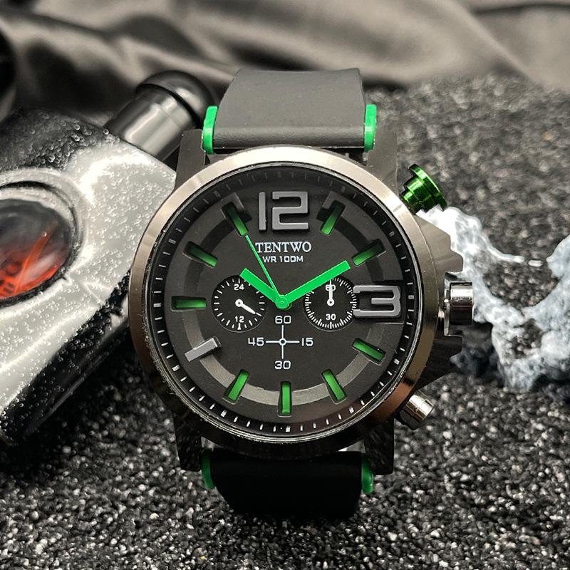 

Трендовий чоловічий хіп-хоп кварцовий спортивний годинник зелений