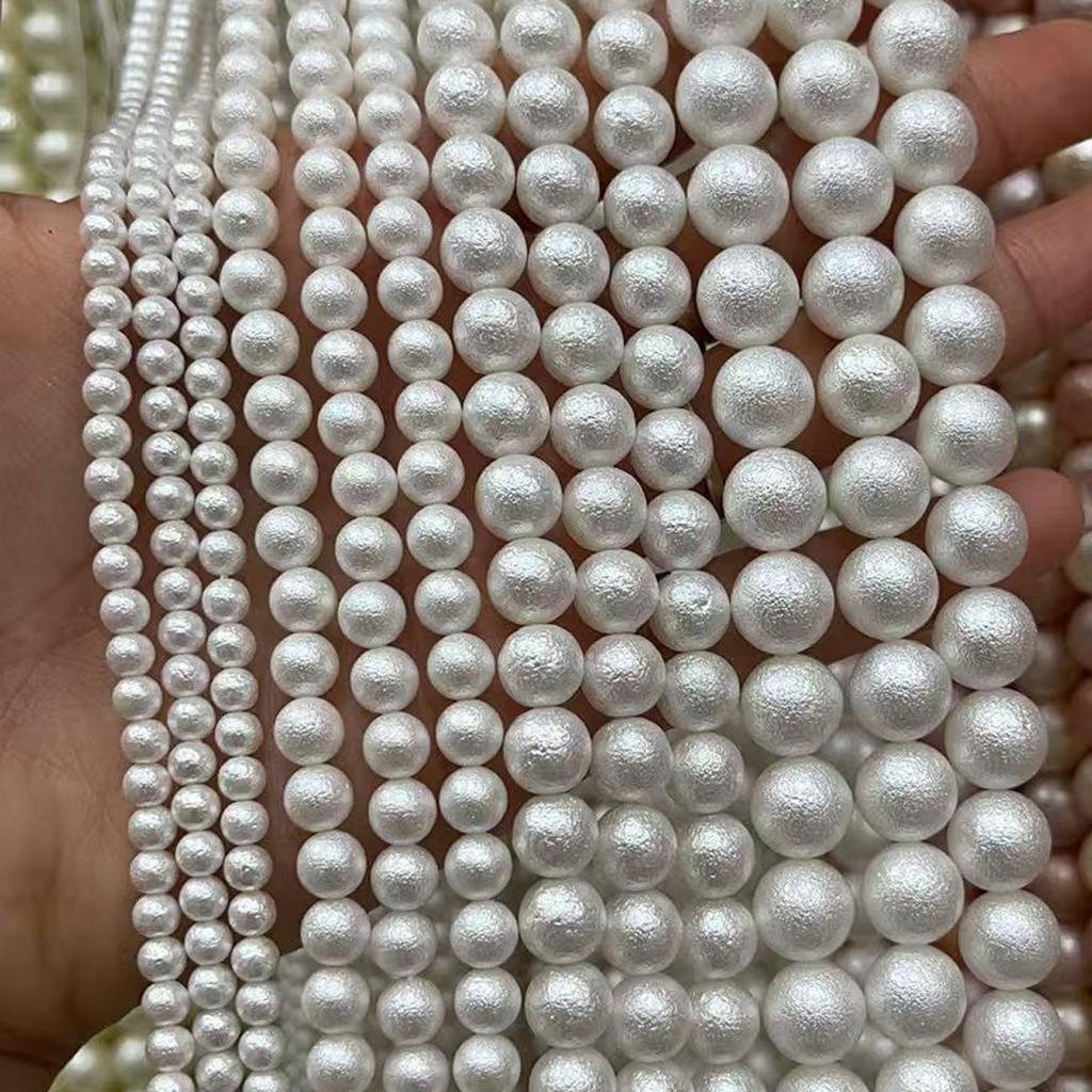White Natural Shell Mother of Pearl Beads, Boho Handcrafted Round Loose Spacer Beads for Jewelry Making DIY Necklace Bracelet Anklet Accessories 38cm