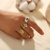 Minimalistischer Edelstahl Metall Hohl Teufelsauge Goldener Ring 18K PVD Beschichtet Einfacher Charm Schmuckzubehör Geschenk