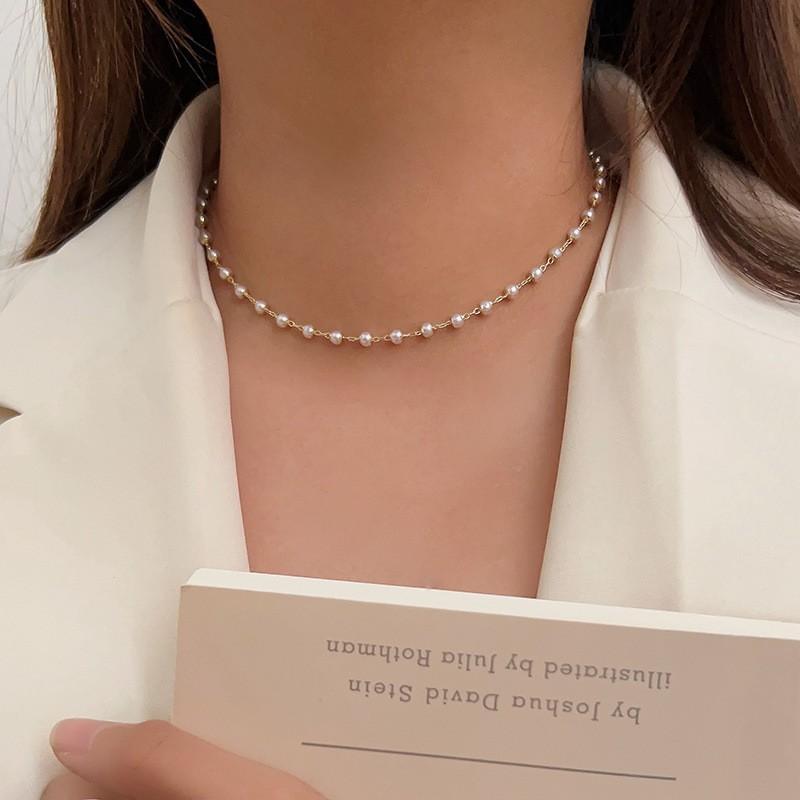 Shijia pearl necklace women's niche design sense fashion temperament collarbone chain neck chain sweater chain bead chain