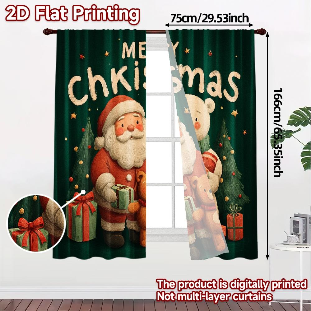 2D Flat Printing  JIT 2pcs   Curtains (Without Rod) Festive Friends Contemporary Chic Curtains 100% Polyester Curtains Outdoor