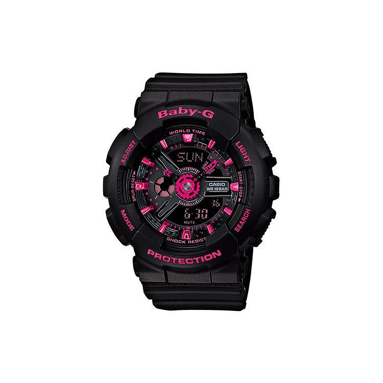 

Casio Baby-G Series Street Fluorescent Color Waterproof Anti-Magnetic Quartz Watch Women watches Black BA-111-1A Black Strap