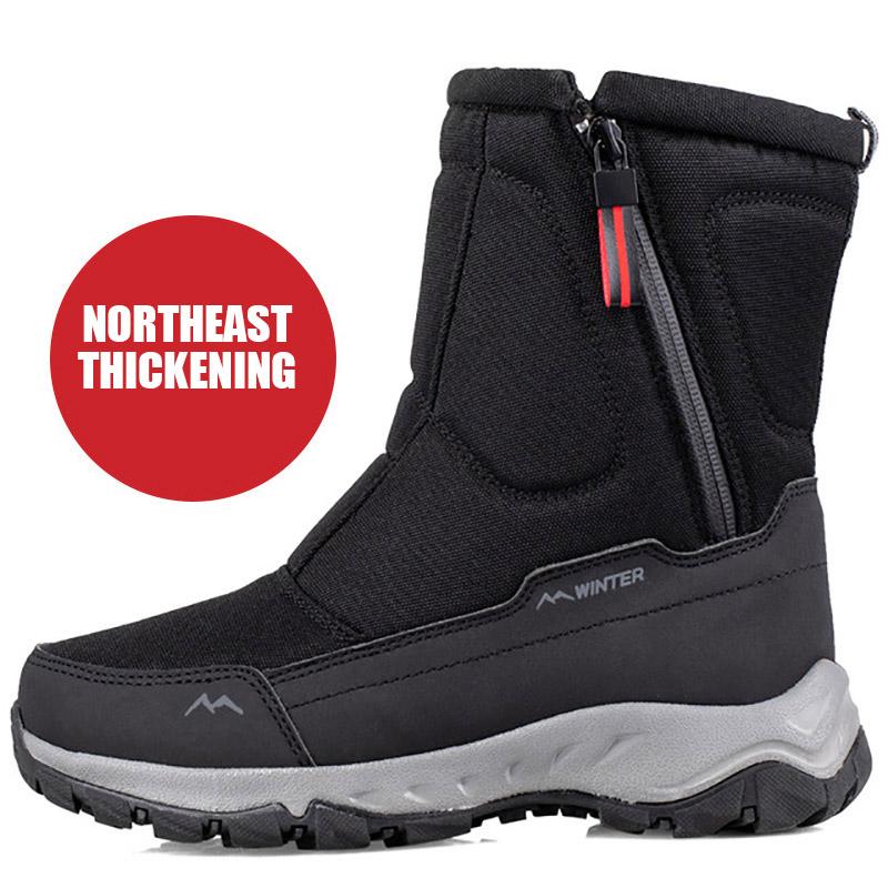 Men Boots Winter Waterproof Snow Boots Unisex High Top Plus Velvet Warm Side Zipper Outdoor Ankle Boots Male Cotton Casual Shoes