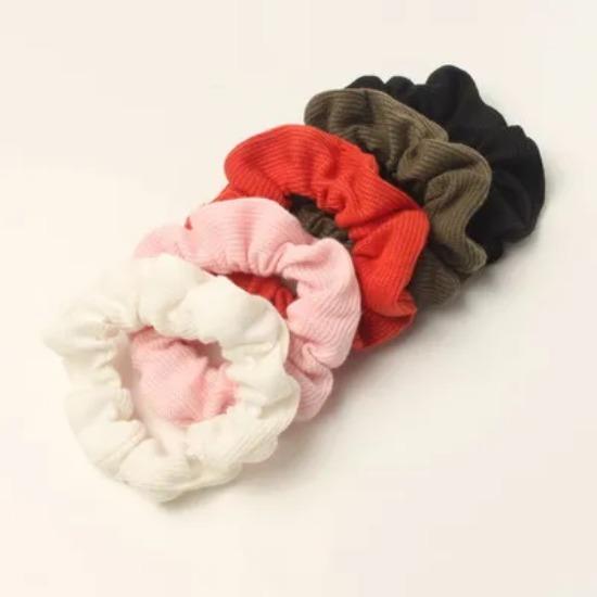 5Pack Hair Scrunchies Set Fashion Simple Basic Elastic Hair Bands Ponytail Holder Dot Stripe Scrunchie Hair Tie For Girl Women