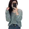 Summer diamond fresh and sweet blouse thin loose and versatile sexy perspective hollow knitted sweater women