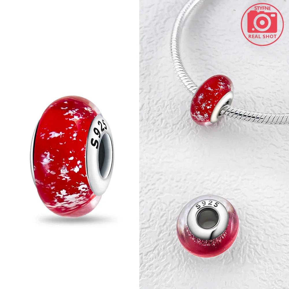 925 Silver Bracelet Women Diy Jewelry Gift Accessories Charms Beads Pink Murano Glass Blue Flower Butterfly Beads