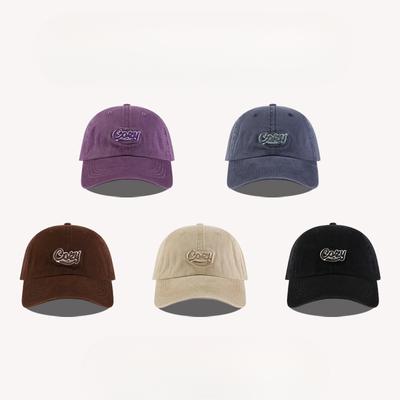 Korean Style Old Washing Embroidered Letter Baseball Cap Women's Wide Brim Soft Top Baseball Cap Versatile Face Showing Small Hat