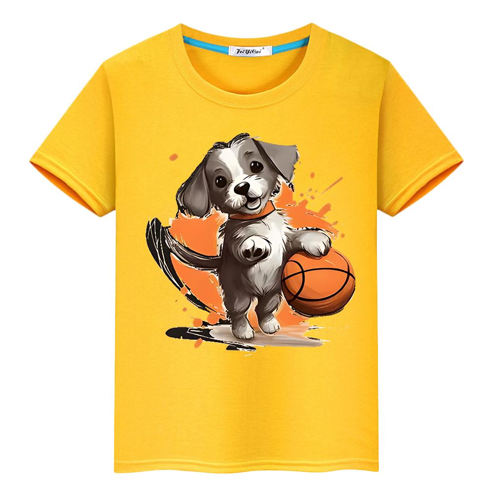 

Летняя футболка из 100% хлопка с баскетбольным принтом, короткие футболки с аниме «Гордость», цельные топы y2k, кавайные топы, детская одежда, подарок для девочек 160 жёлтый