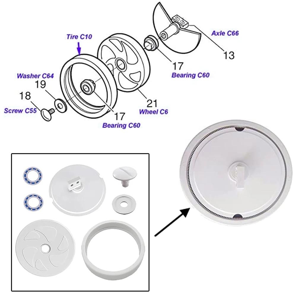 For Polaris 280 Pool Cleaner Wheel Set with Large C6 Wheel C10 Tire and C66 Axle for Effective Debris Protection