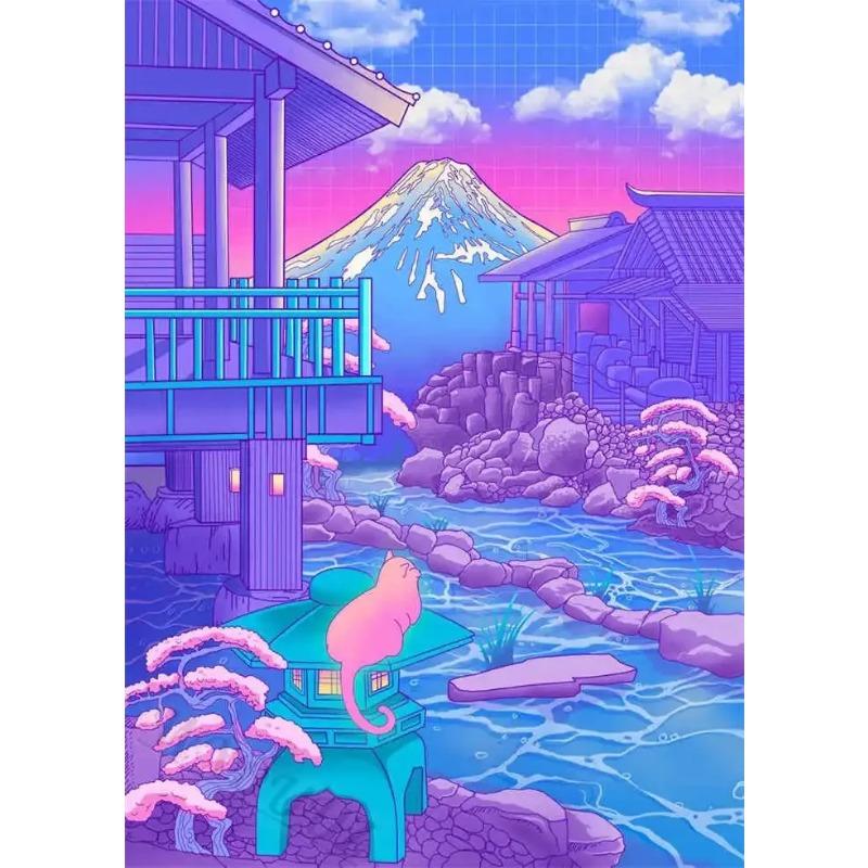 

s Ретро Японский Город Улица Ночной Пейзаж Игра Плакат Картина На Холсте Печать Искусство для Декора Стены Комнаты Эстетическая Картина 21cm×30cm NoFrame