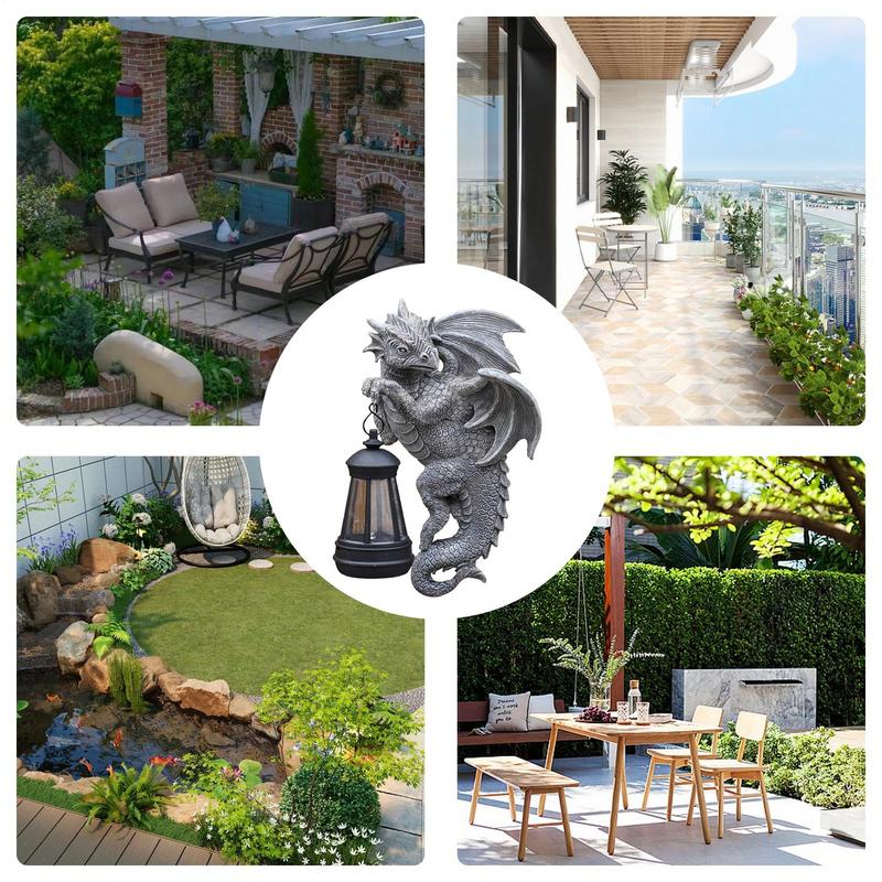 Drachen-Solarlicht Wetterfest Drachenbäume Hugger Solar-Laterne Outdoor-Gartendekoration Kreativ Einzigartig Harz-Drache