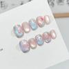 Rose-Bow Cat-Eye Nail Art Press On Nails Removable Short Design For Women