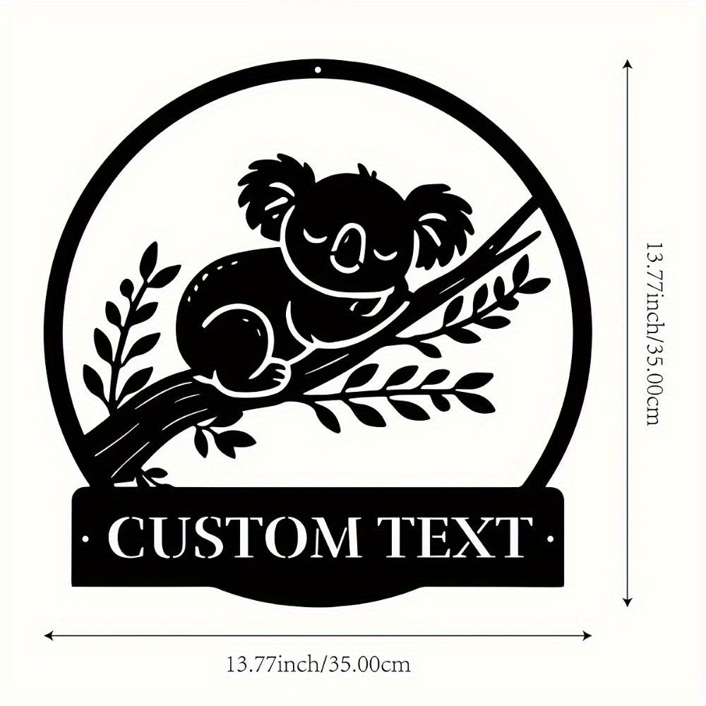 

Unique 1pc Charming Custom Metal Koala Wall Art Modern Vintage Personalized Family Name Housewarming Gift