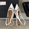 Mesh Low Heeled Sandals Sexy Pointed Toe Elegant Mule Shoes Summer Fashion Party Dress Shoes Pumps for Ladies  Designer Sandals