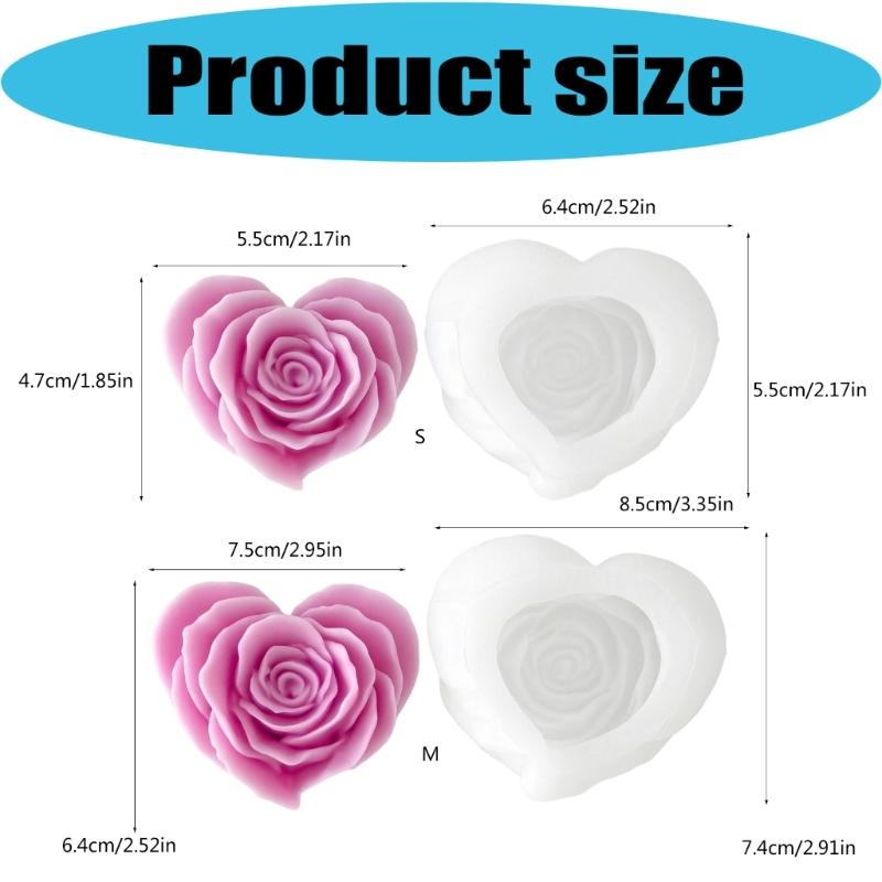 Flexible Heart Shape Rose Mold Decoration for Candle Making, Display Use, and Flower Heart Styling for Project Work and Shelf Display