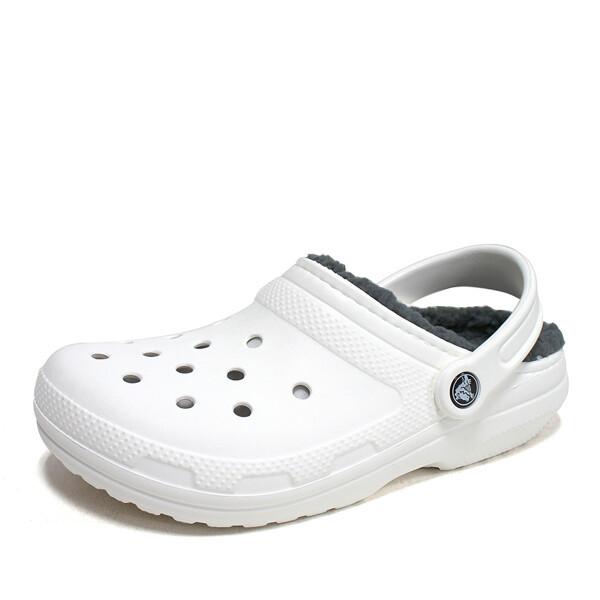Crocs Classic Lined Clog Unisex Winter Slippers White 203591 10m