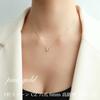 1 CZ Diamond Metal Surgical Stainless Steel 1 Pink Delicate [Galant] 6-prong Necklace, Always-On, Simple, Allergy-Free, (Zirconia), Stone, 6-prong,