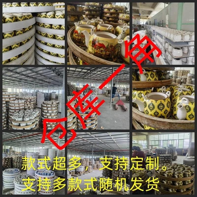 Ceainic din porțelan de uz casnic Oală din ceramică de mare capacitate cu apă rece Oală mare din porțelan, albastru și alb, cu mâner cu buclă