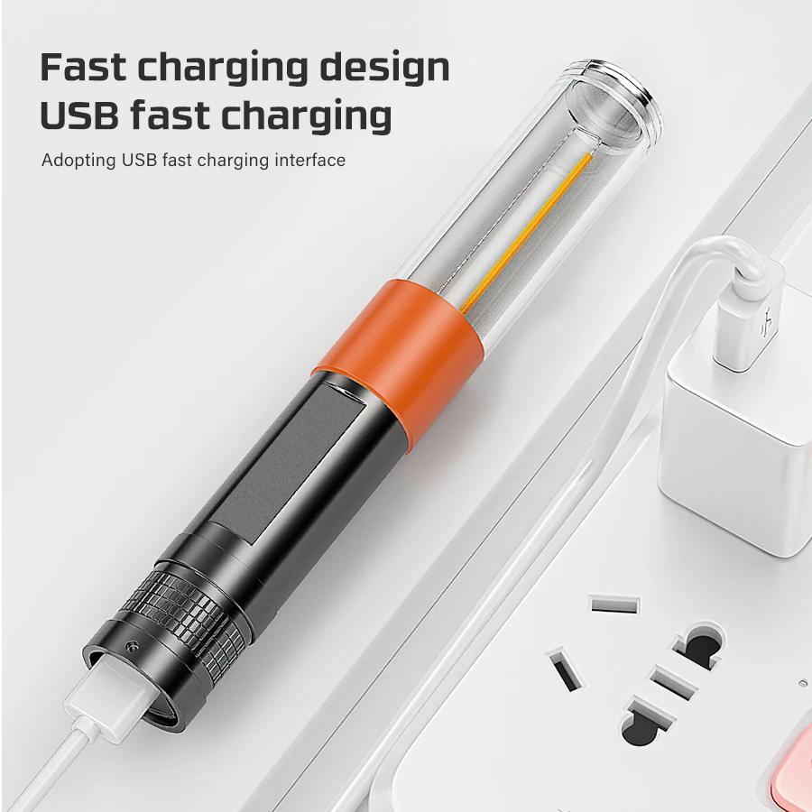 Multifunctional Flashlight USB Rechargeable Mini Magnetic Torch Lamp Portable Outdoor Waterproof Camping Lantern with 5 Modes