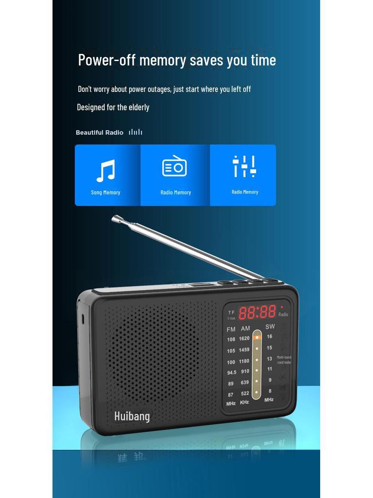 Huibang L35 Multi-Band Portable FM Radio with USB and Card Functionality